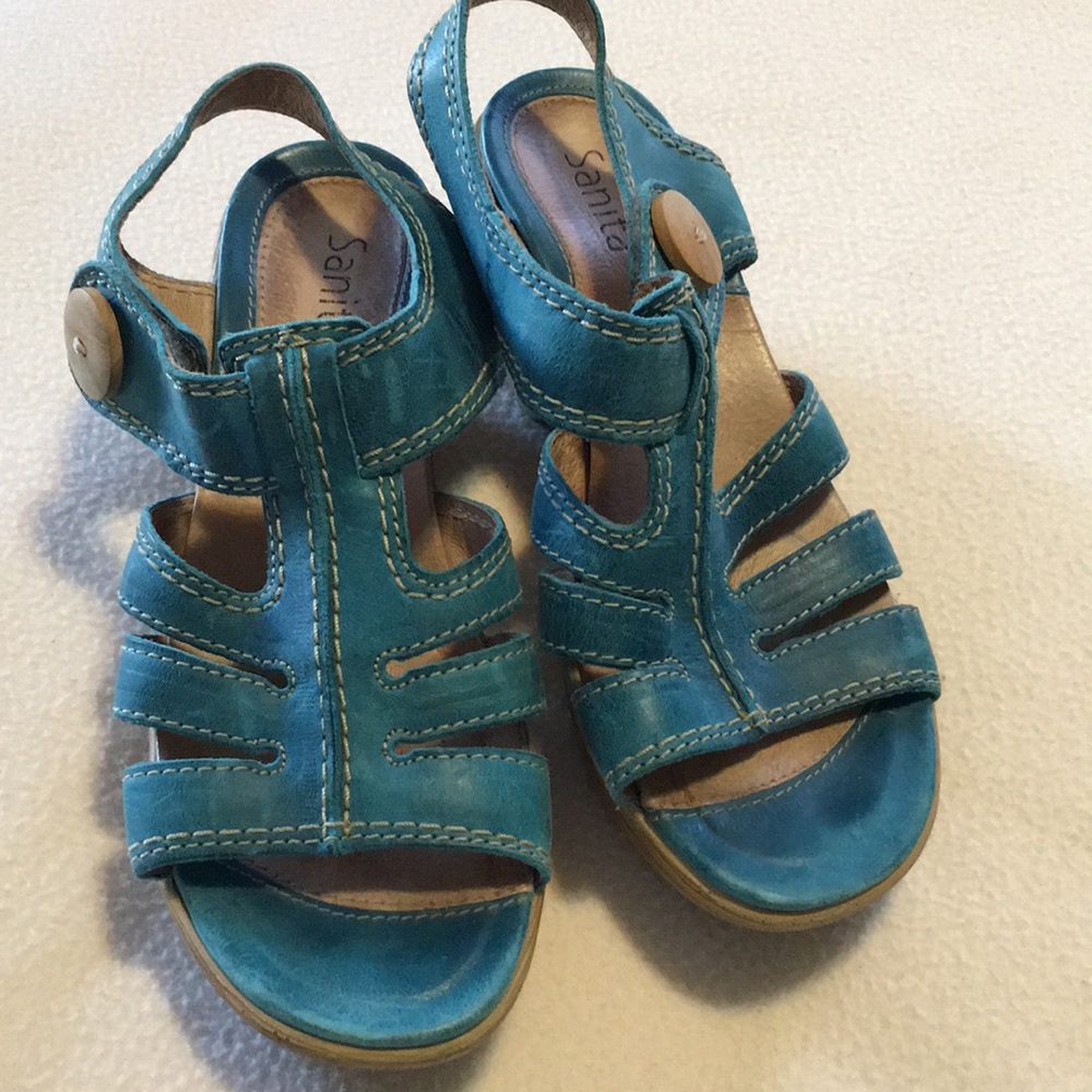 Sanita leather sandals size 36(5.5 or 6)! Beautiful Torqoise Vintage